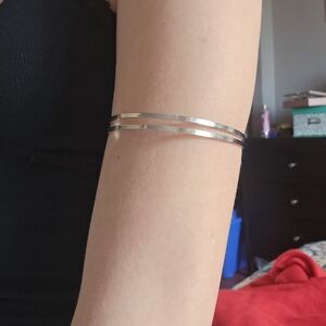 Silver Arm Cuff Adjustable Bracelet